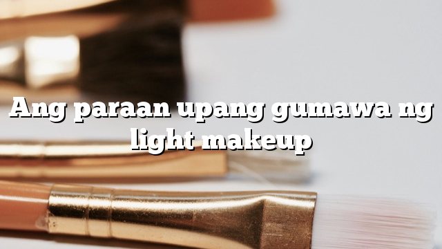 Ang paraan upang gumawa ng light makeup